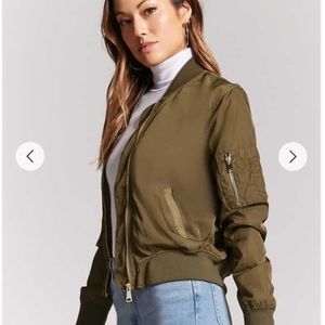Zip Front Bomber Jacket in Olive by Heart & Hips